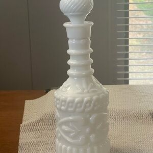 Vintage Jim Beam’s Bonded Beam White Milk glass Bottle Empty 11" Tall